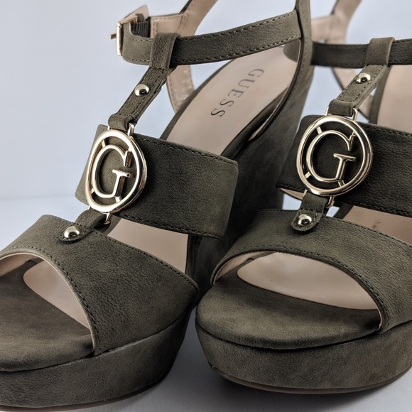 guess olive green sandals